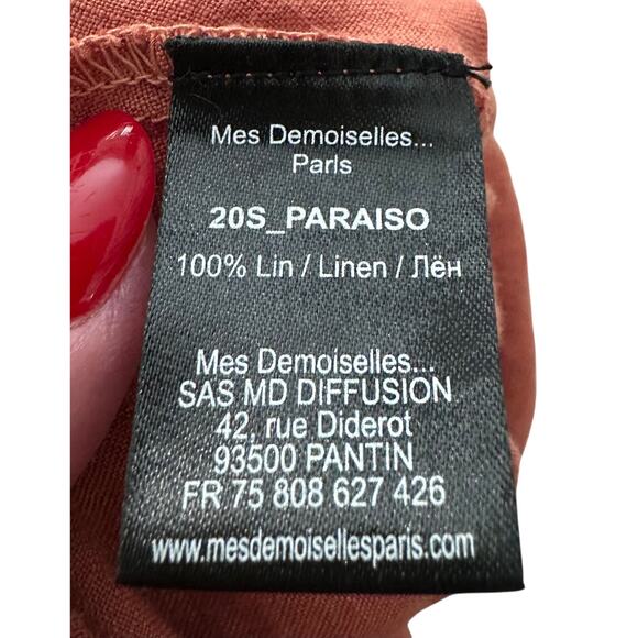 MES DEMOISELLES Linen Tunic Dress with V-Neck Tie - OS - Picture 10 of 10